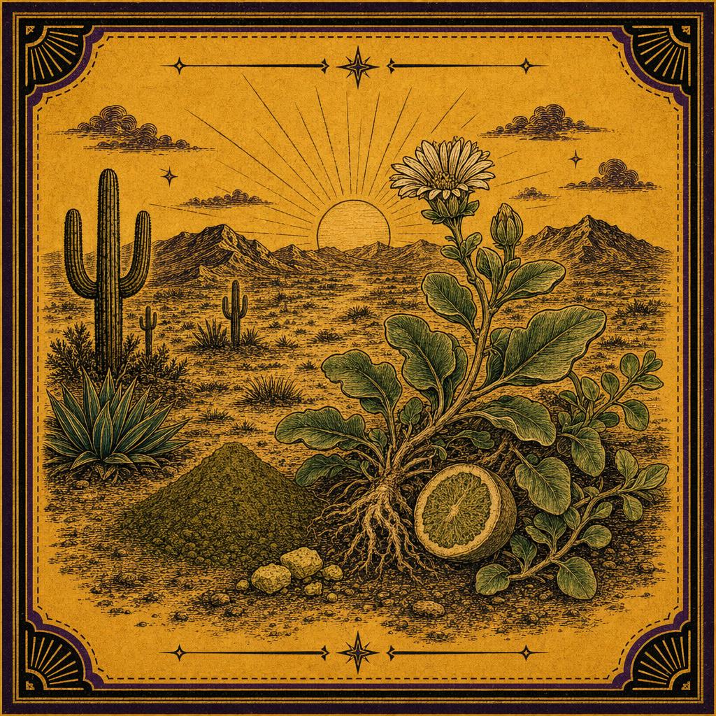 Vintage botanical Desert Dust story illustration
